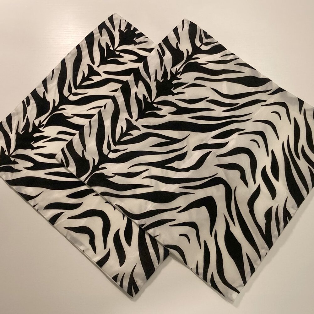 Set of Two Zebra Pattern Throw Cushion Covers - 17 inches square